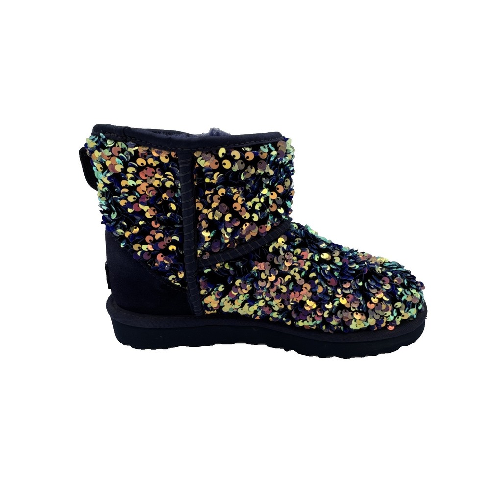 UGG CLASSIC MINI STELLAR SEQUIN BOOTS US 6 Medallion Purple Sparkle Bootie rare - Picture 6 of 16